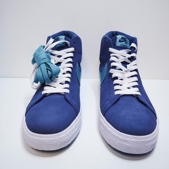 NEW NIKE SB BLAZER MID SHOES FD0731 400 NAVY MENS SIZE - 10.5 - Picture 2 of 7